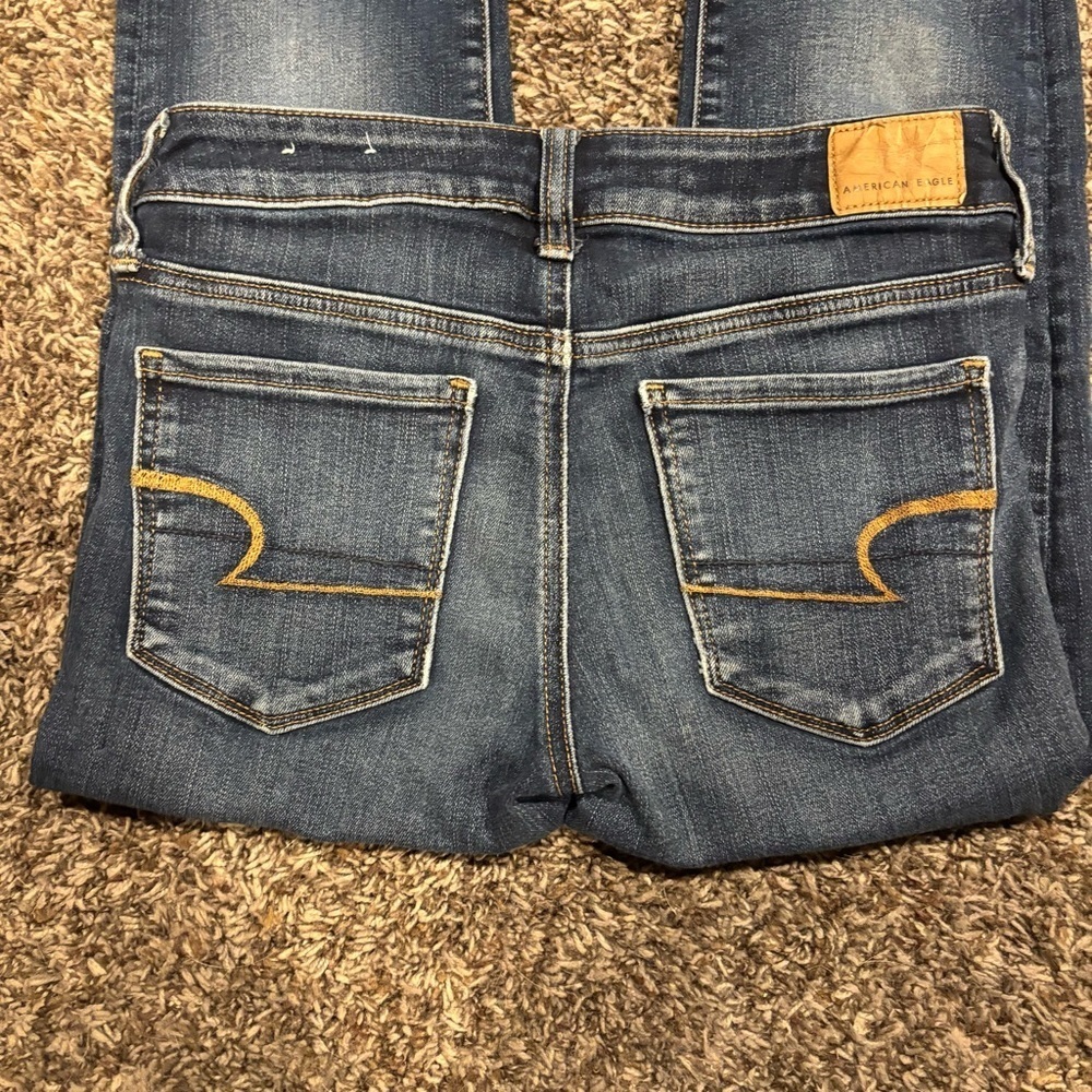 American Eagle Blue Skinny Jeans with Vintage Fading